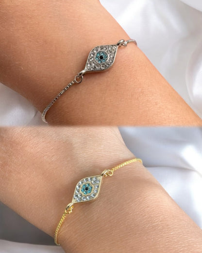 Adjustable Evil Eye Wrist Bracelet - Gold or Silver