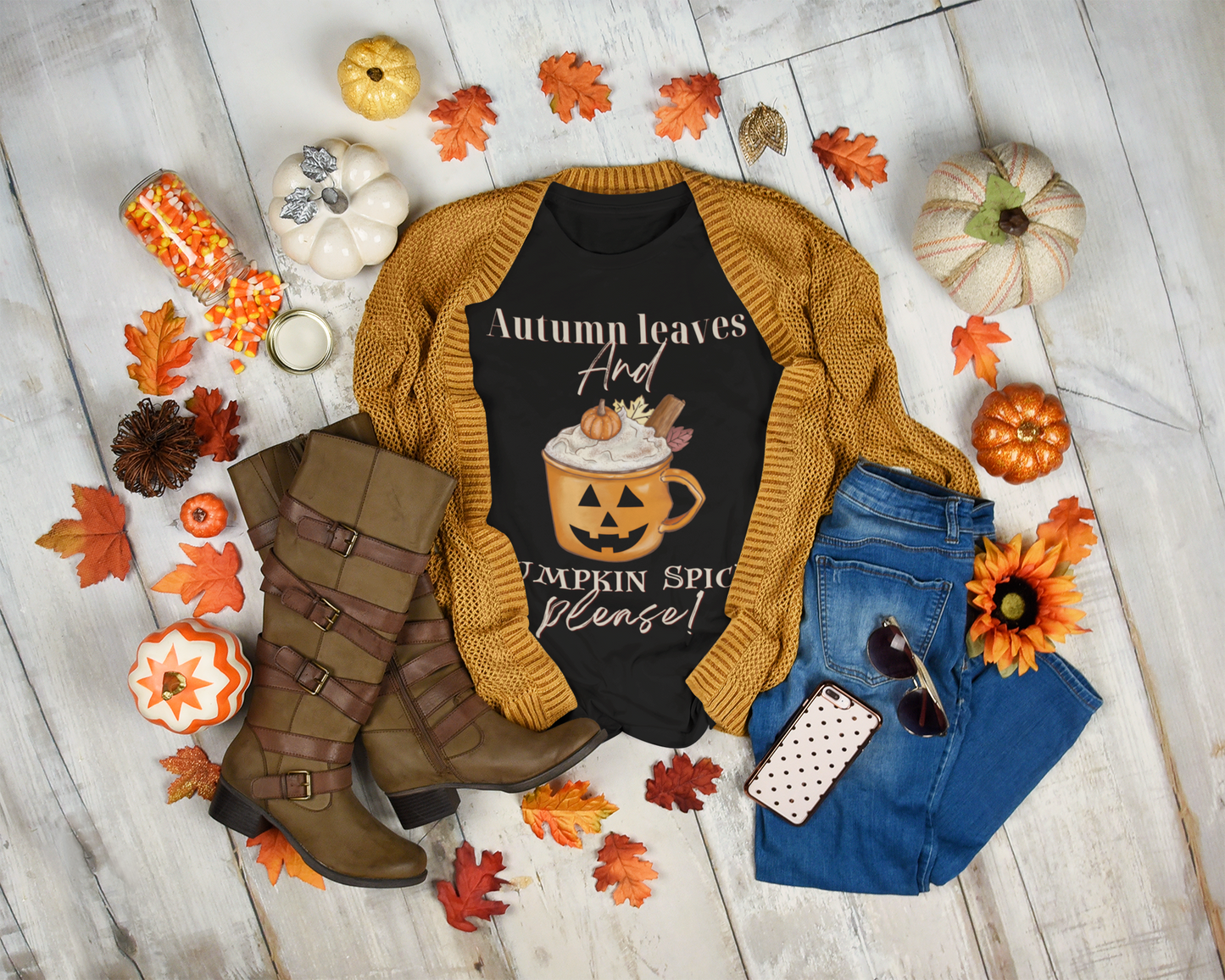 Soft Tee - Autumn Leaves And Pumpkin Spice Please